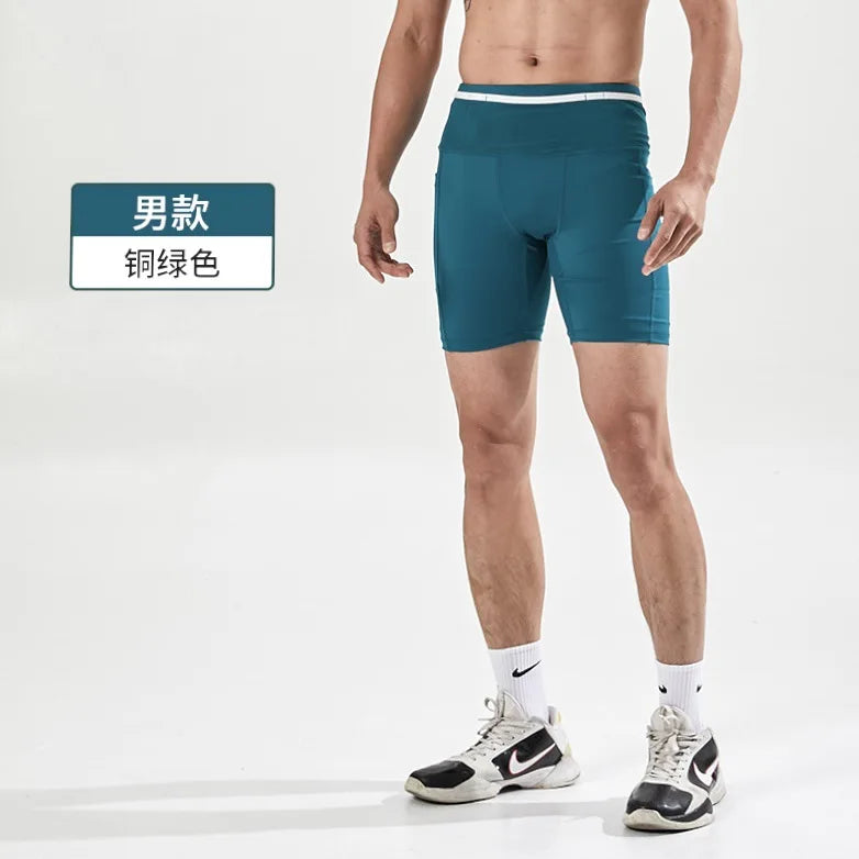 Quarter Length Compression Running Shorts with Multi-Pockets