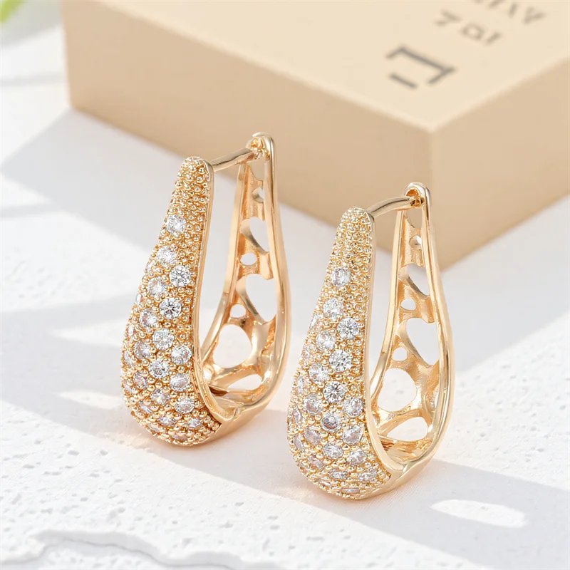 Elegant Green Crystal Hoop Earrings | Vintage Gold Color Jewelry