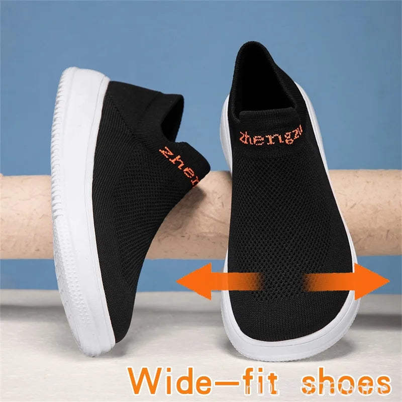 Unisex Wide Foot Sports Shoes | Breathable Slip-On Walking Sneakers