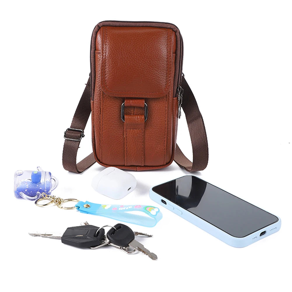 Portable Men Messenger Bags | Stylish Cowhide Leather Waist Pack