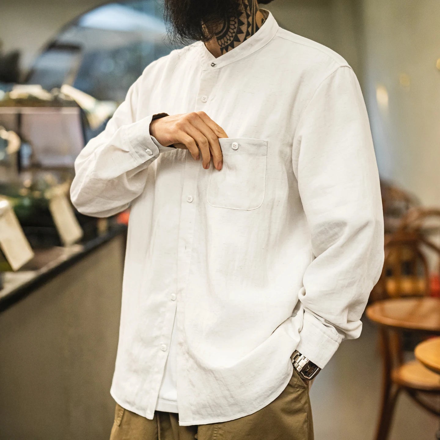 Men's Casual Spring Long Sleeve Shirt | Stylish Solid Color Blouse