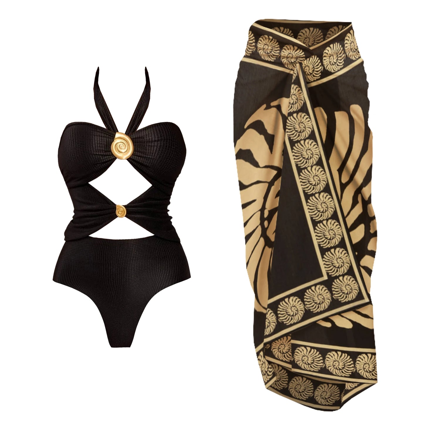 Deep V One Piece Swimsuit | Sexy Shiny High Waist Swimwear