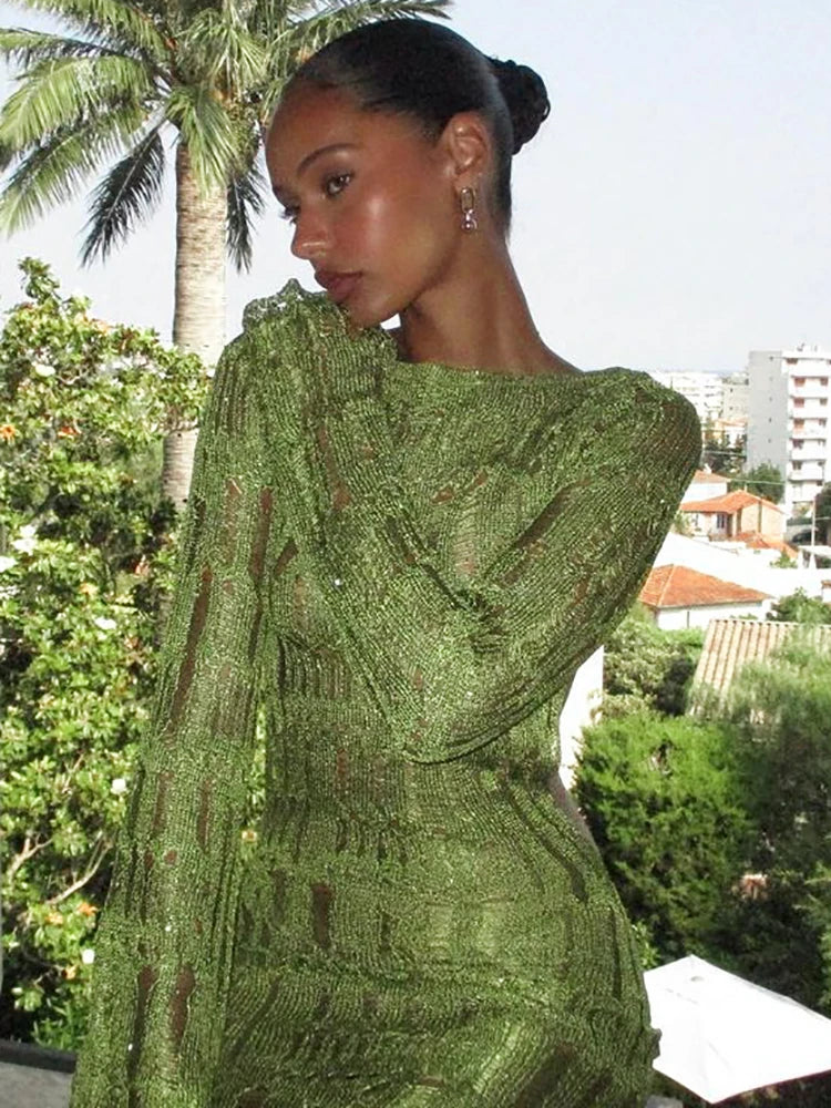 Elegant Hollow Out Backless Maxi Dress | Summer Women’s Fashion