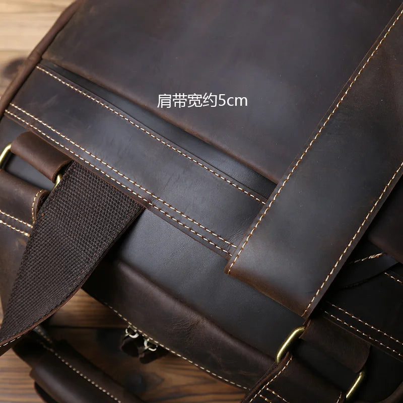 Large Capacity Retro Leather Men's Backpack for Travel & Work