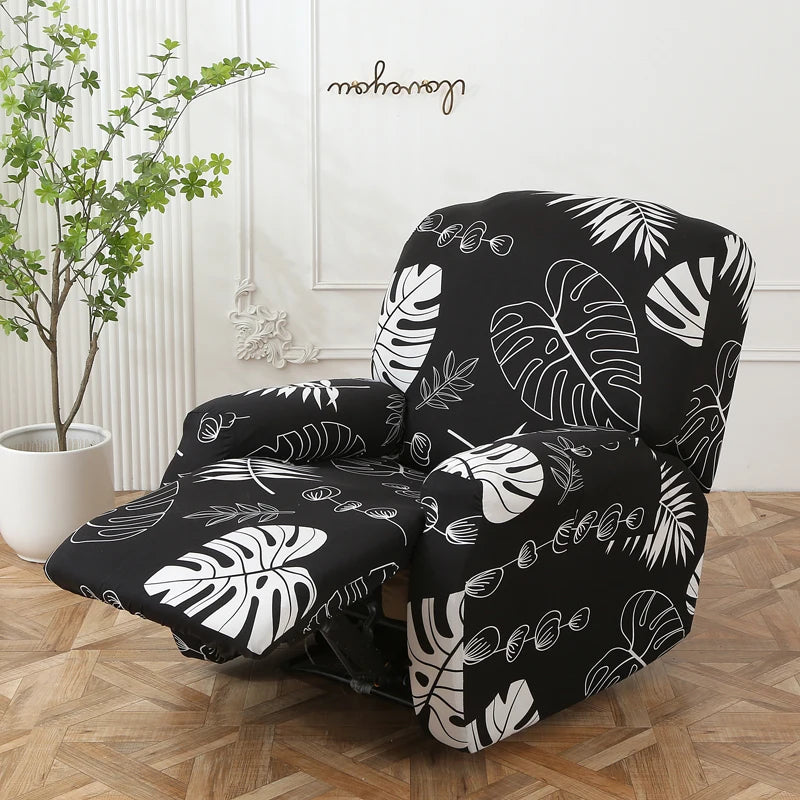 Printed Recliner Cover with Pockets | 4-Piece Furniture Protector
