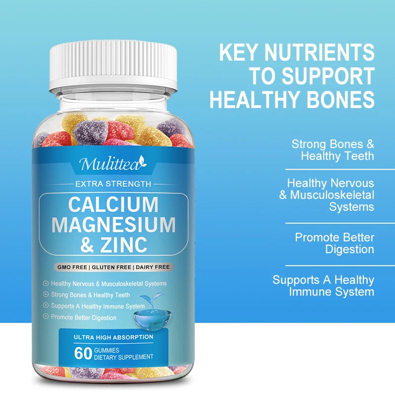 Calcium Magnesium Zinc Gummies with Vitamin D3 for Health