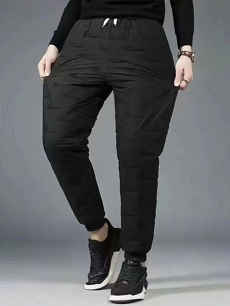 Outdoor Winter Thicken Warm Pants Men Waterproof Padded Cotton Jogger Pants Casual Sport Sweatpants Thermal Lightweight Trousers