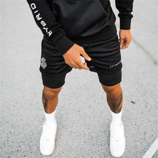 Men's Summer Mesh Sports Shorts | 2-in-1 Running & Gym Shorts