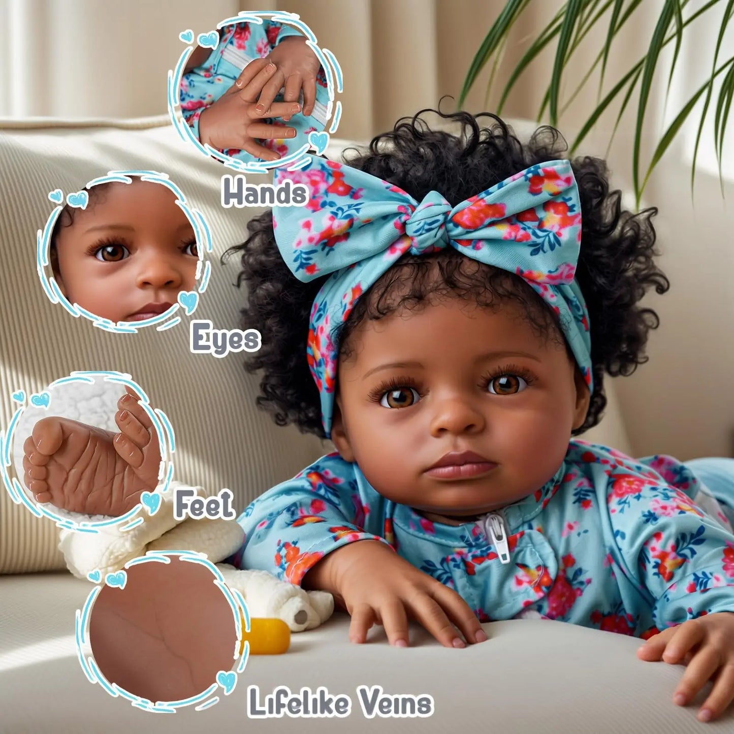 Lifelike 18-Inch Reborn Black Baby Doll | Realistic Toy for Kids