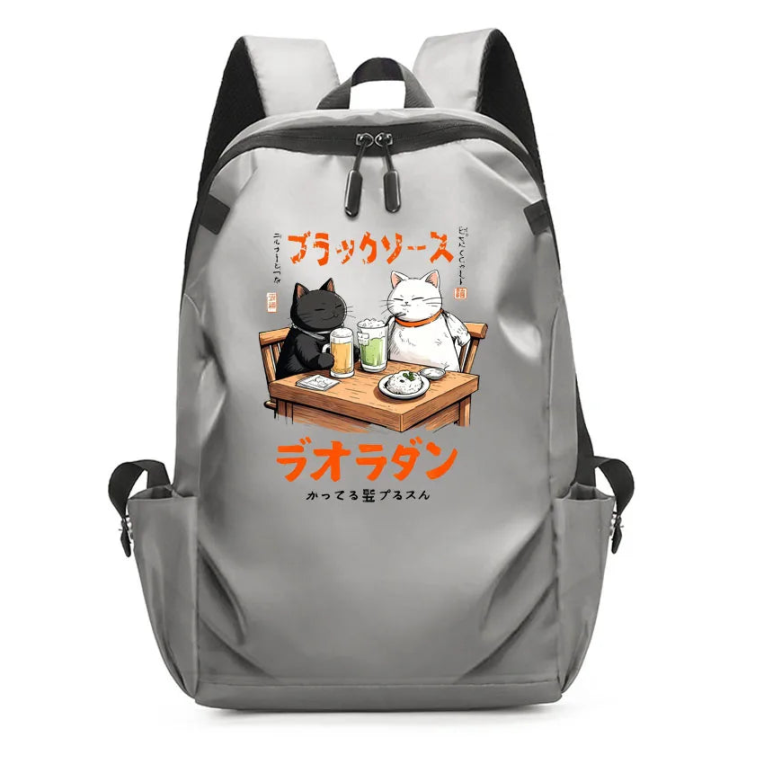 Cute Waterproof Men's Business Laptop Backpack with Cat Print