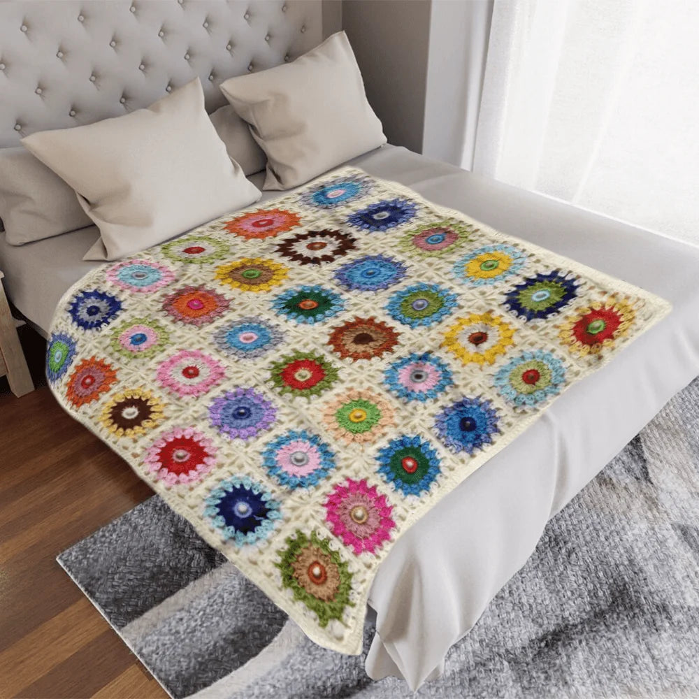 Boho Crochet Flower Blanket | Cozy Home Decor for Every Season