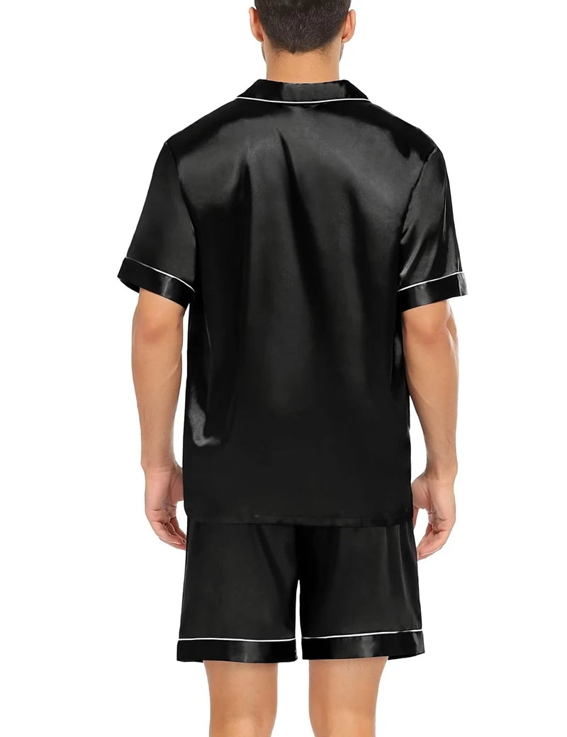 Men's Luxury Satin Pajama Set | Short Sleeve Summer Sleepwear