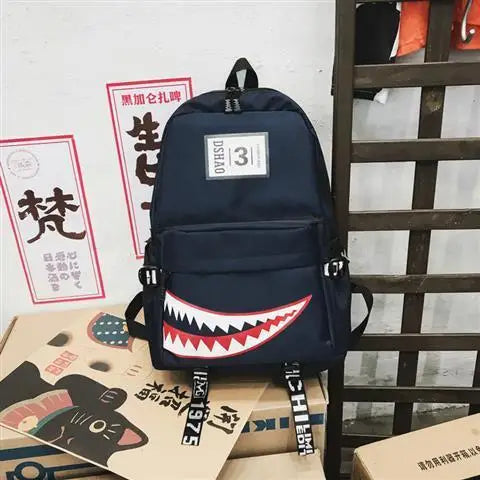 Fashion large back packs for girls boys black wateproof school Backpacks woman shark print travel bags mochilas escolar