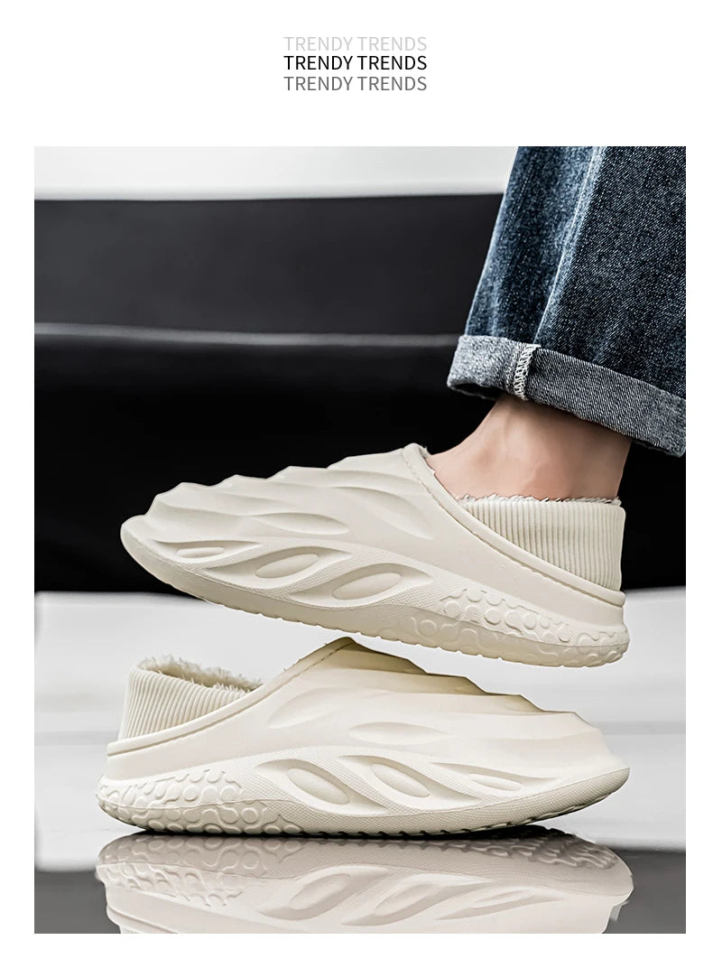 Men’s Velvet-Lined Winter Slippers | Cozy Non-Slip House Shoes