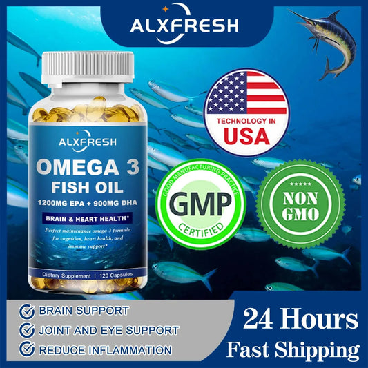 Wild Caught Omega 3 Fish Oil Soft Gels | High EPA & DHA Supplement
