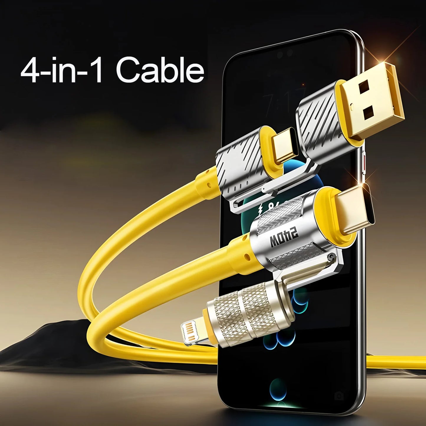 1PC 2PCS 240W USB-C 4IN1 Fast Charger Cable for iPhone Usb Type C Fast charging For iPhone Xiaomi PD 2-in-2 data cable USB Cable