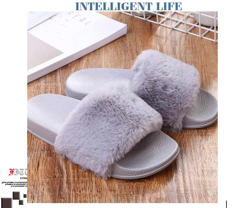 Women's Open Toe Fuzzy Plush Slippers | Cozy Winter House Slides