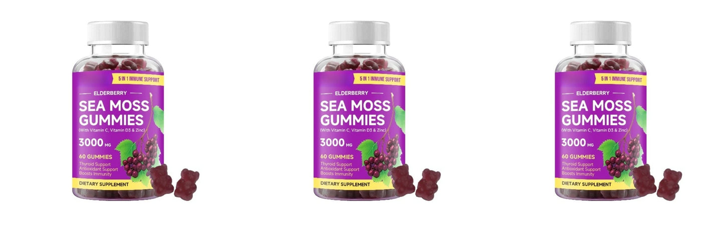 Elderberry Sea Moss Gummies with Vitamin C D3 & Zinc | Wellness Boost