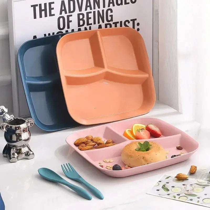 Three Grid Square Dining Plate | Versatile and Stylish Food Plate