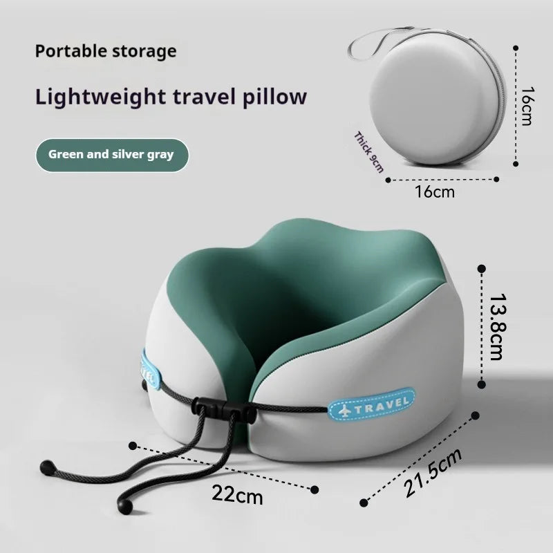 Portable Memory Foam Travel Neck Pillow — U-Shape Comfort Support Cushion for Airplane, Office & Home Rest