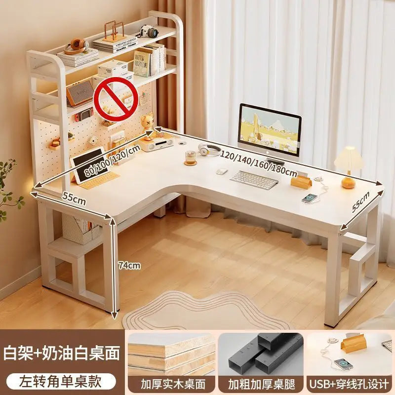 Premium Solid Wood Corner Computer Desk | Modern Workspace Solution
