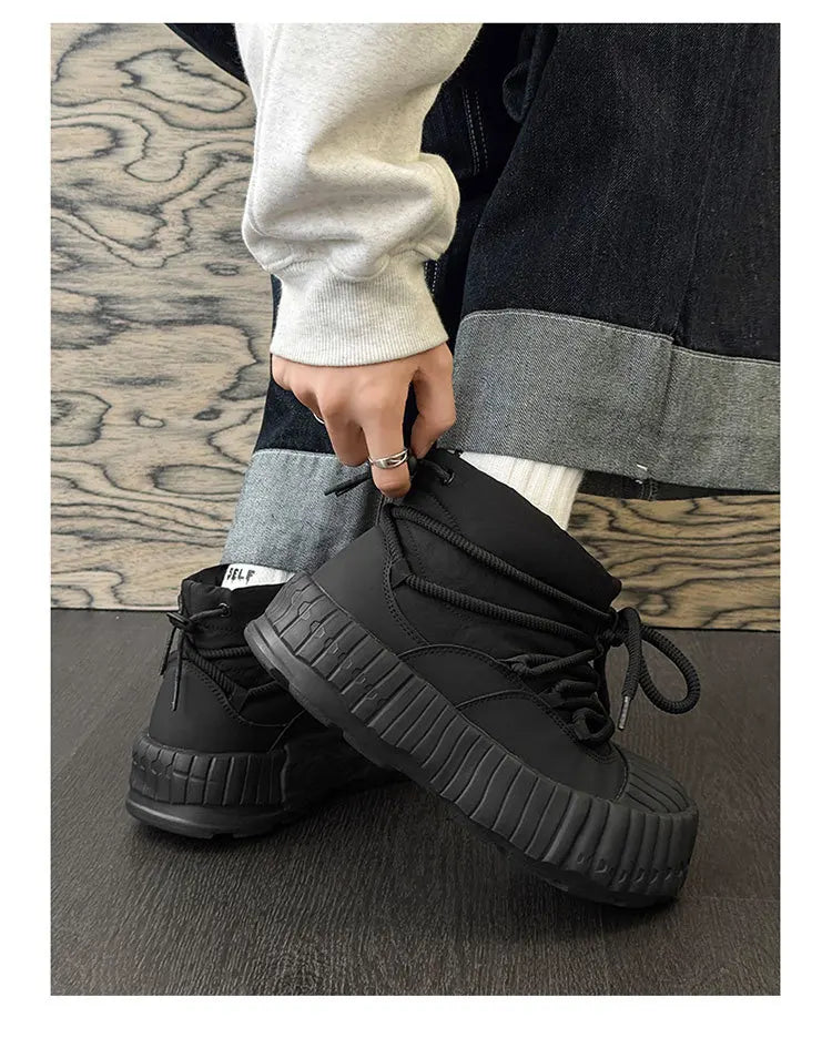 Men's Warm Split Leather Snow Boots | Cozy Winter Ankle Shoes