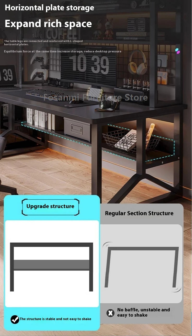 Black Wide Study Desk | Modern Sturdy Gaming Computer Table