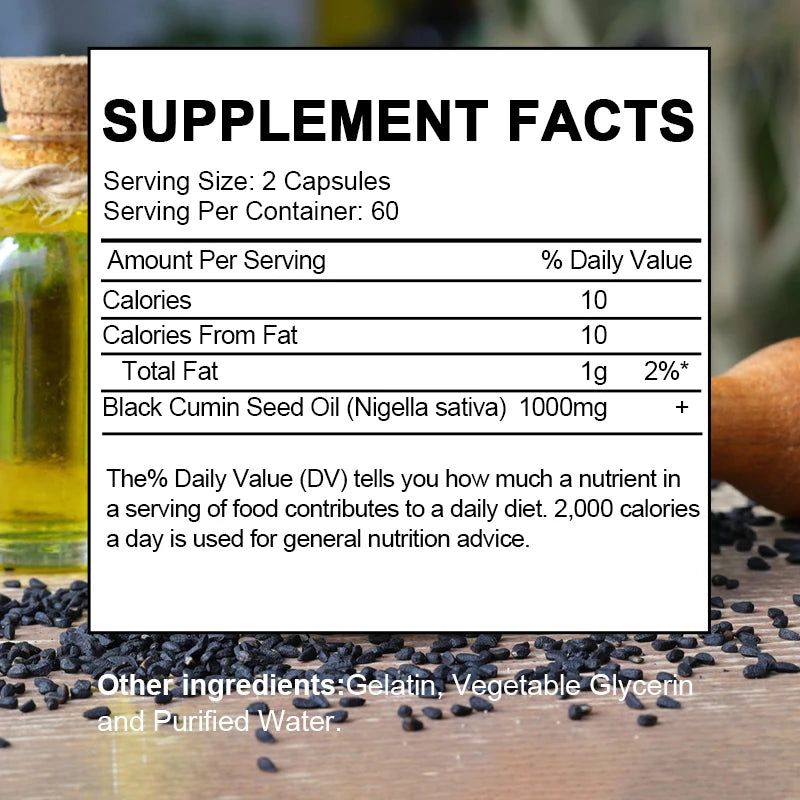 Pure Black Seed Oil Capsules for Hair, Skin & Digestion Support