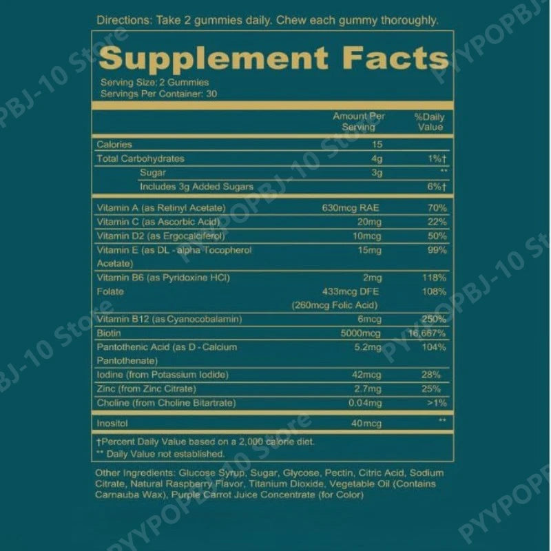 Hair Skin Nail Gummies | Daily Biotin Multivitamin Supplement