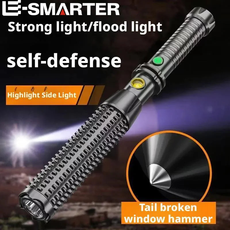 Rechargeable Tactical Flashlight | Self-defense Torch & Window Breaker