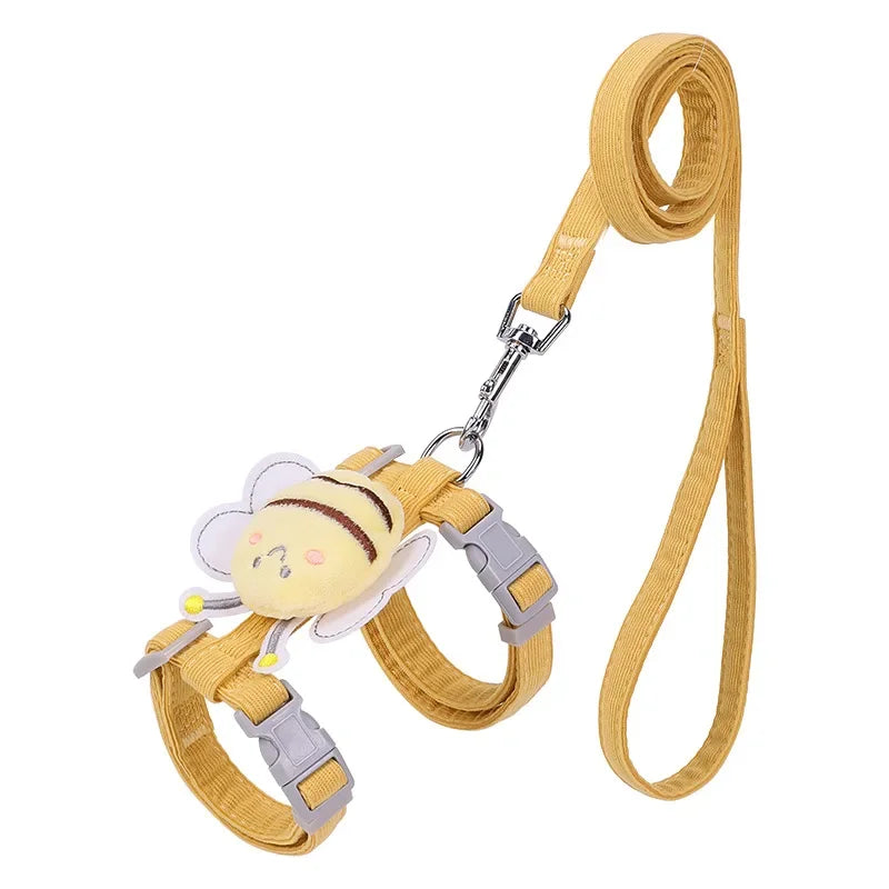 Cute Cartoon Bee Cat Harness & Leash Set for Small Pets