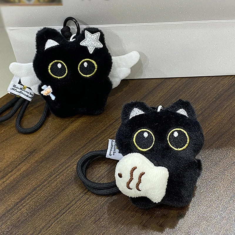 Adorable Plush Black Cat Doll Keychain | Cute Backpack Pendant