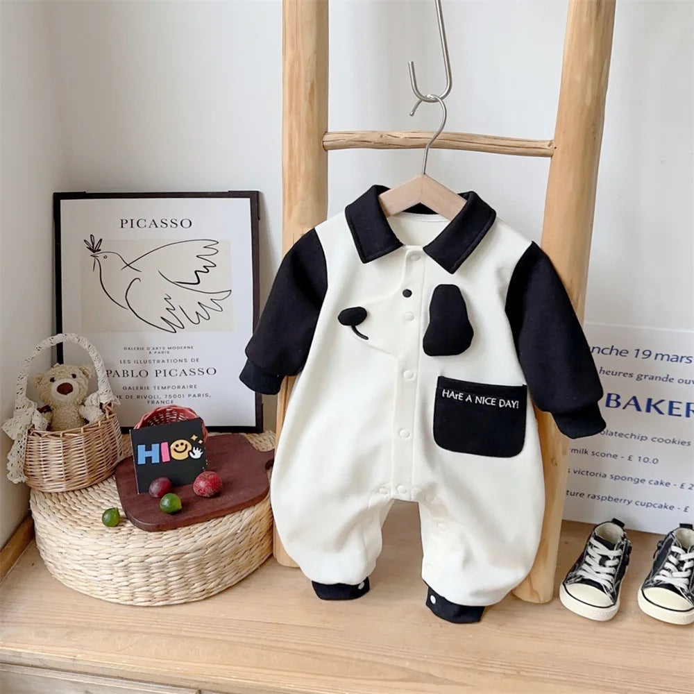 Cute Cartoon Baby Boys Romper | Long Sleeve Infant Jumpsuit