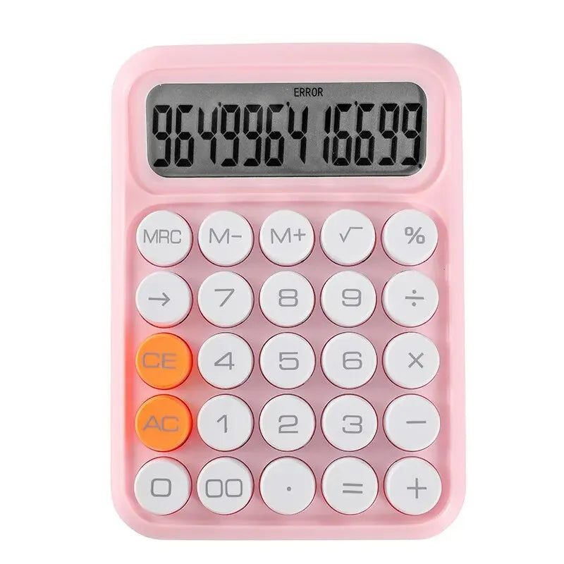 Cute Candy Color Mechanical Calculator | 12-Digit Office Tool