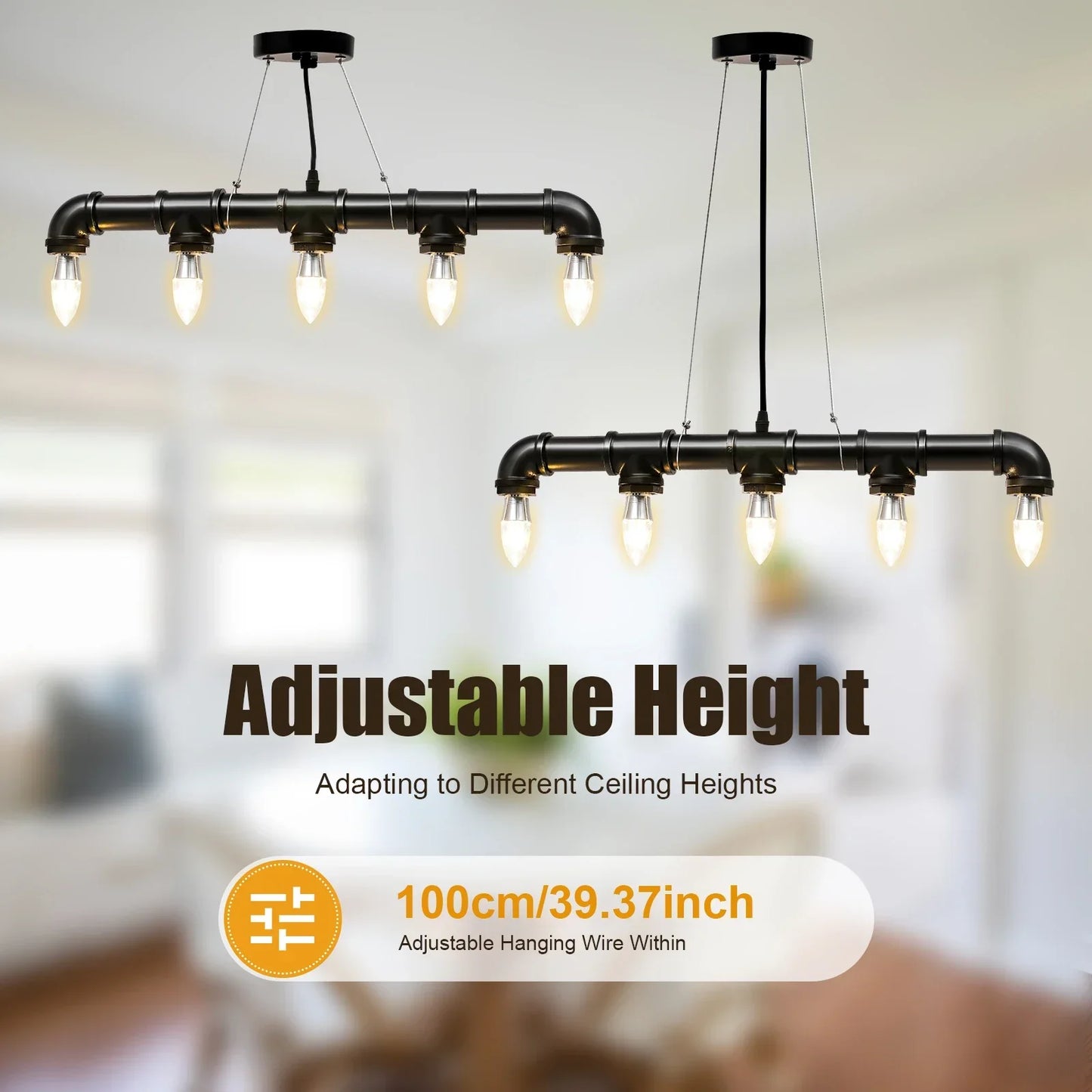E27 Antique Water Pipe Chandelier | Industrial Loft Ceiling Lamp