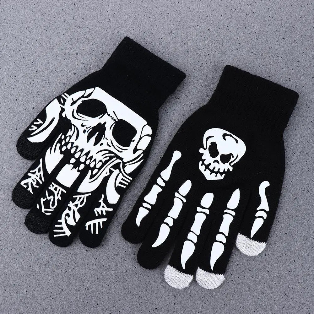 Men's Skull Glow Gloves | Stylish Luminous Half-Finger Mittens