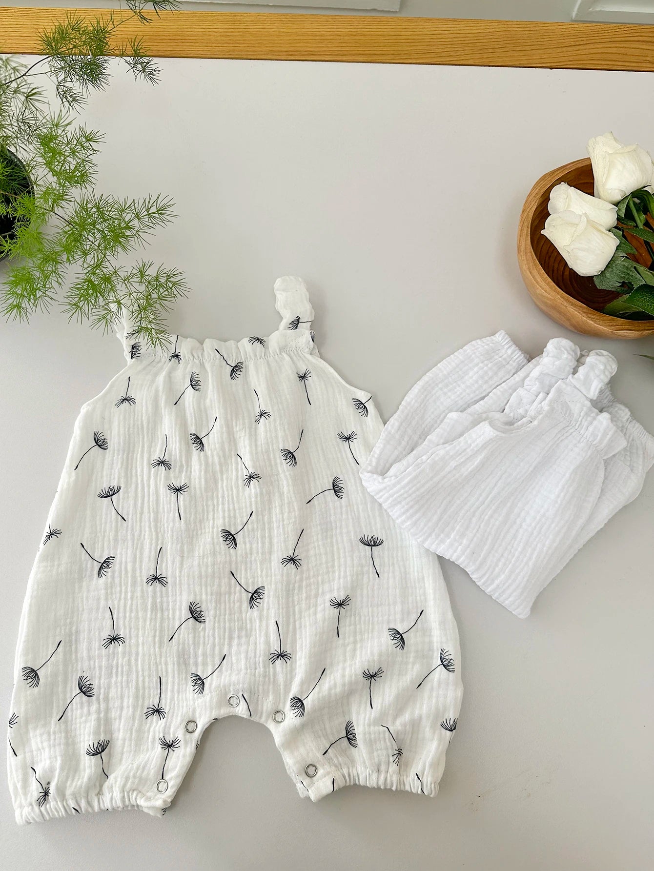 2pcs Baby Romper Suit | Colorful Rainbow Dandelion Summer Outfit