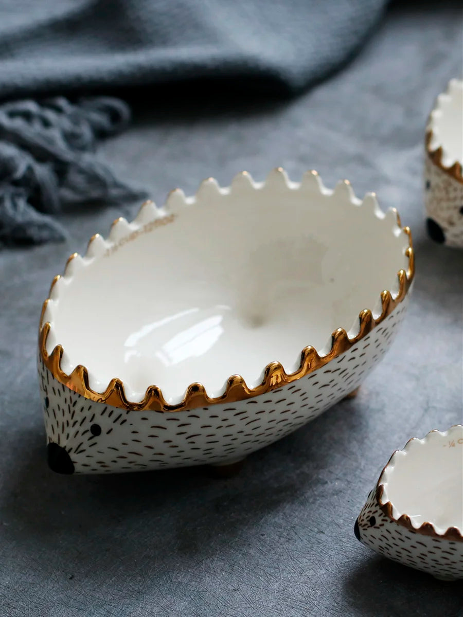 Cute Hedgehog Ceramic Dessert Bowl | Adorable Nordic Tableware