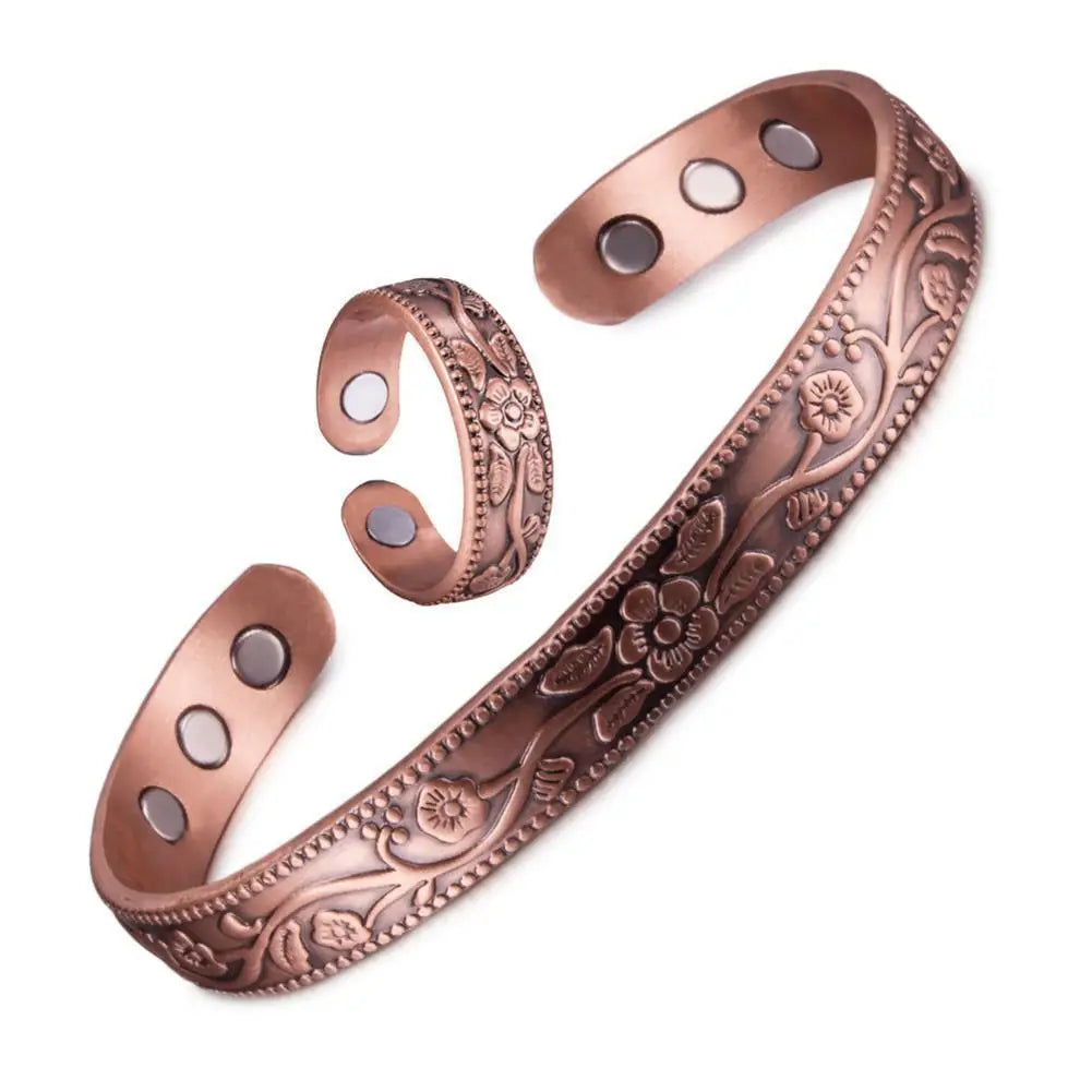 Adjustable Magnetic Flower Bracelet Set for Men and Women