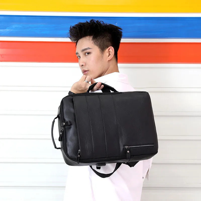 Waterproof PU Leather Business Backpack | Large Capacity USB Rucksack