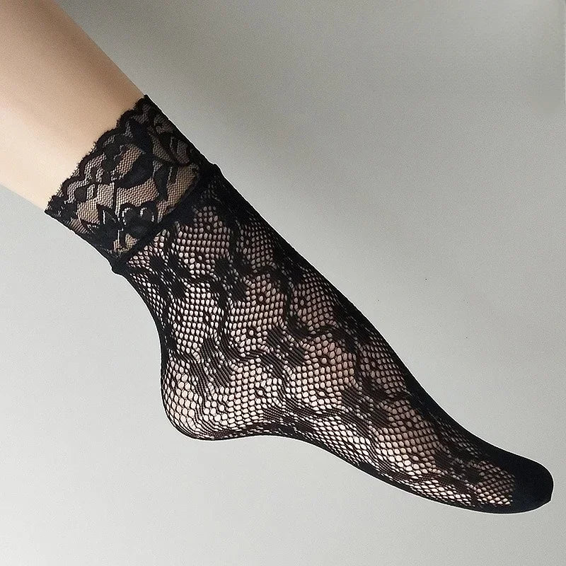 5 Pairs Floral Lace Socks | Thin Breathable Summer Hosiery