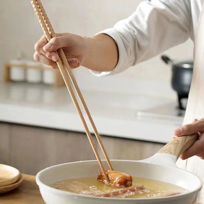Extra Long Wooden Chopsticks | Polished Beech for Cooking & Dining