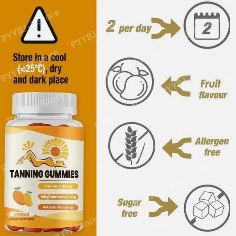 Tanning Gummies with Astaxanthin & Vitamin C for Healthy Skin