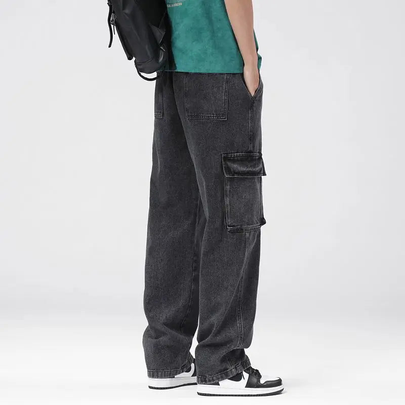 Men's Baggy Cargo Jeans with Elastic Waist | Casual Vintage Style