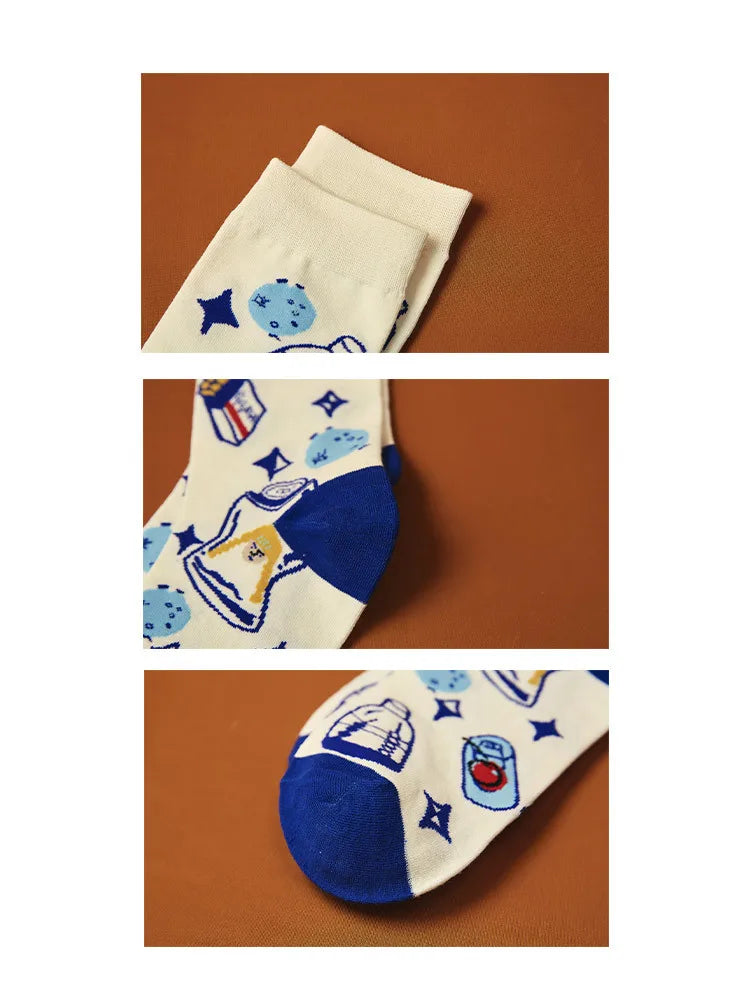 5 Pairs Colorful Funny Villain Socks | Quirky Harajuku Style