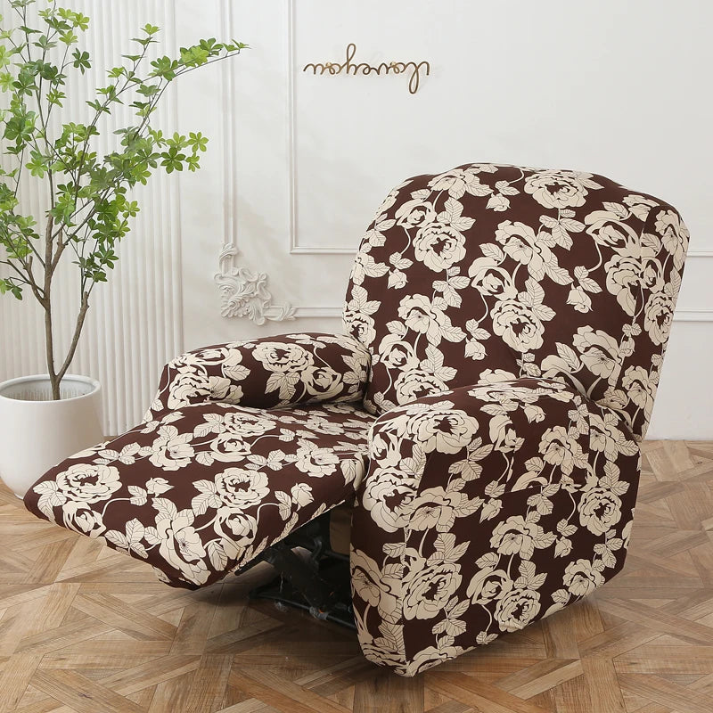 Printed Recliner Cover with Pockets | 4-Piece Furniture Protector
