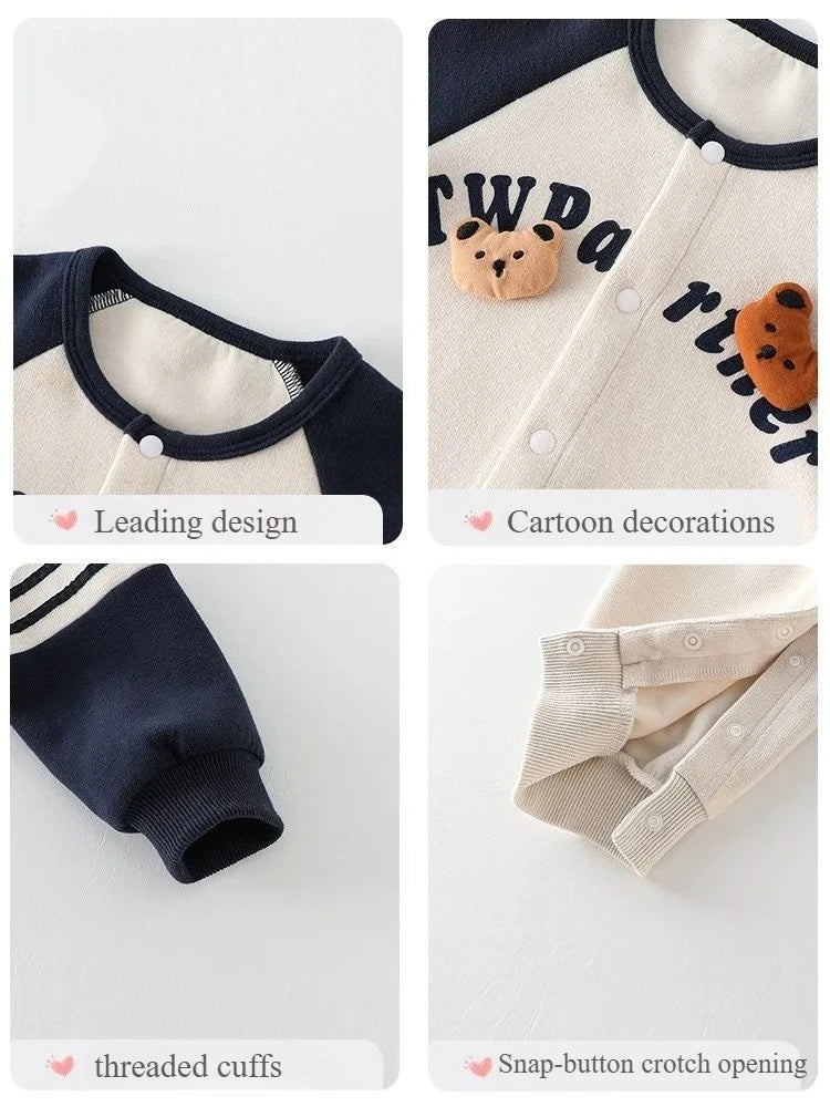 Adorable Baby Cartoon Bear Onesie | Cozy Long Sleeve Romper
