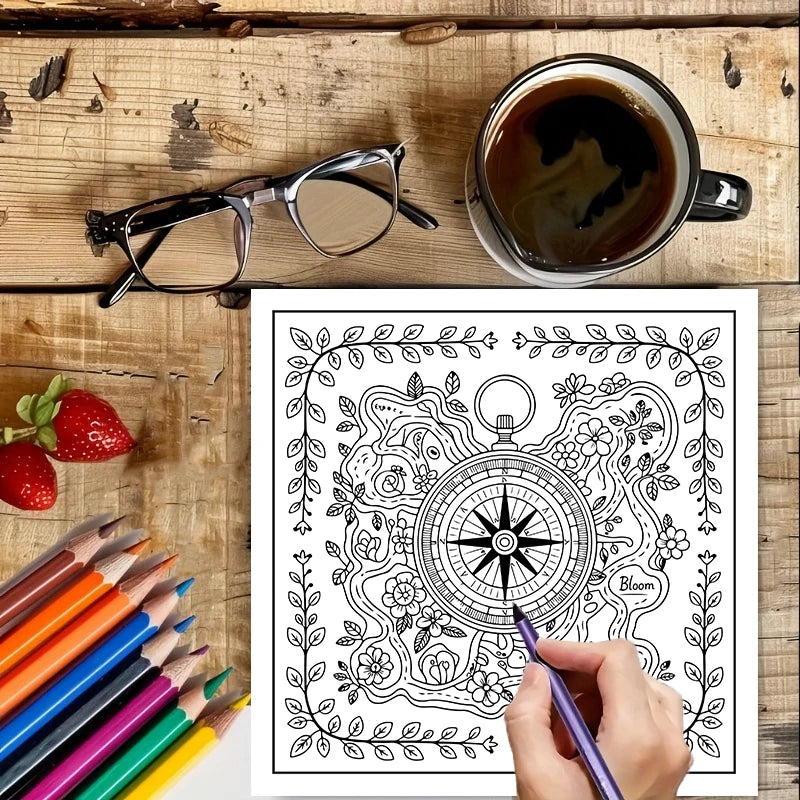 Floral Antique Coloring Book for Adults | Stress Relief & Relaxation