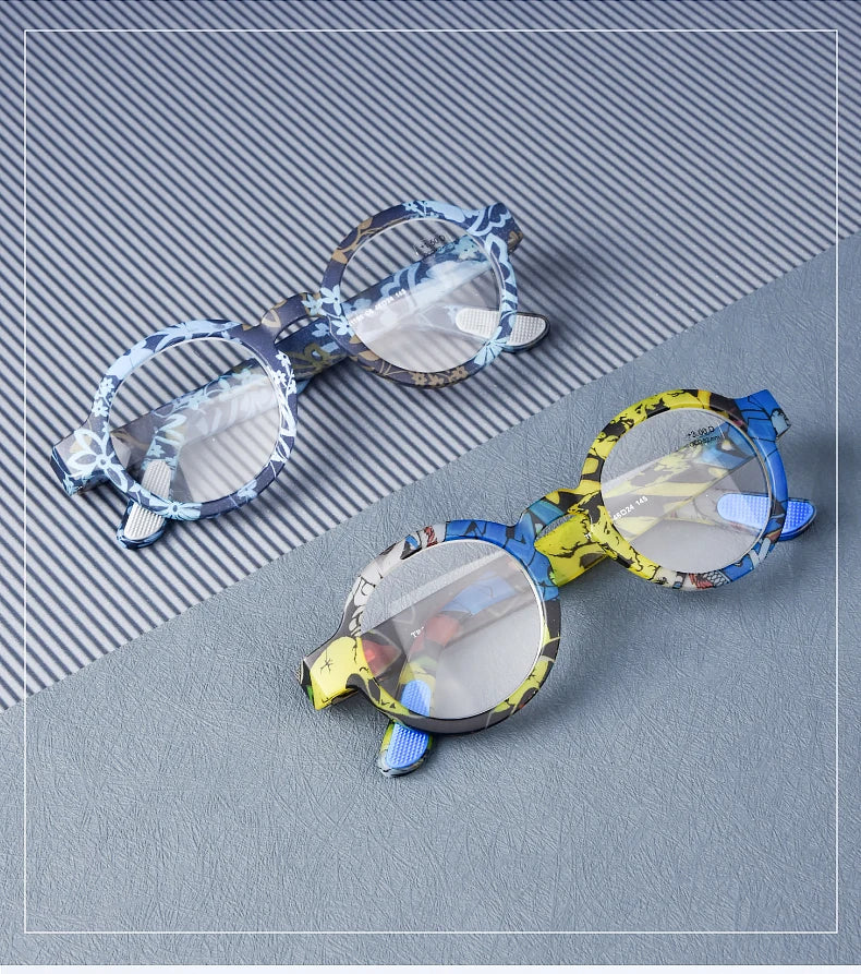 Guanhao Brand Men Reading Glasses Vintage Round Frame Clear Elderly Glasses Thick Frame Large Frame Women's Presbyopia Glasses