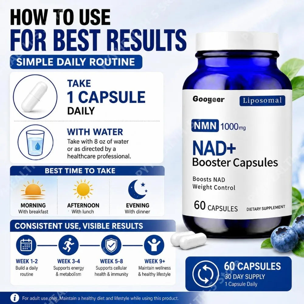 Liposomal NAD+ Support Capsules | Enhance Metabolism & Immunity